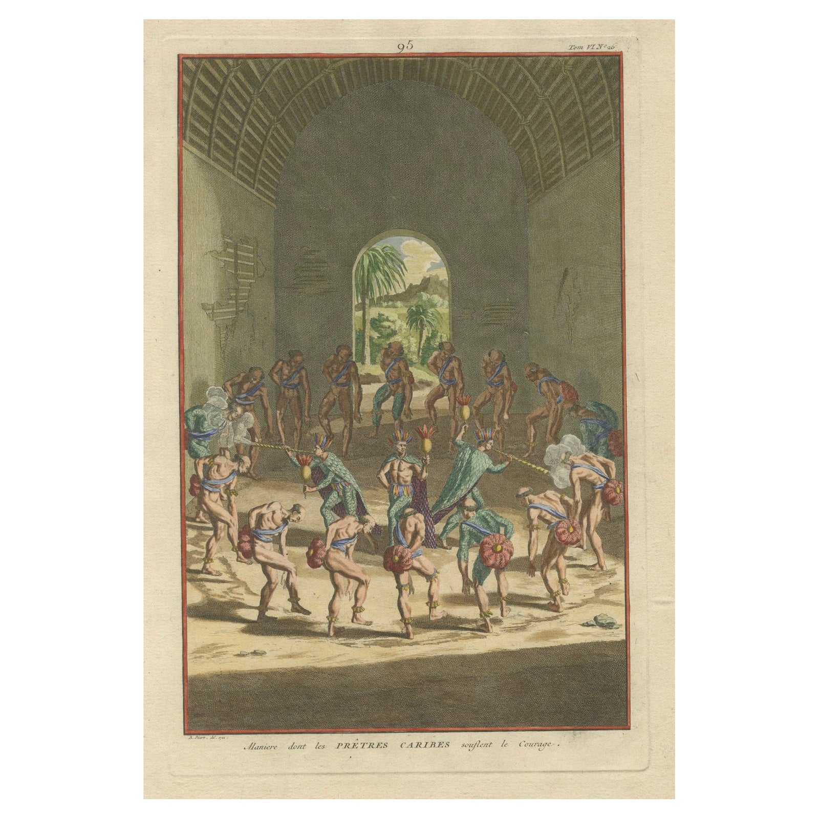 Carib Priests Instilling Courage: A Ritual Dance of the Caribbean, 1722