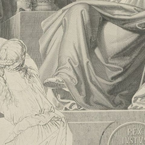 Old Print Depicting the Judgement of Solomon, Story of the Hebrew Bible, c.1890, close-up 3