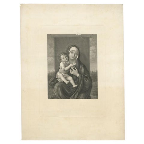 Antique Print of Mary Holding Jesus Christ, C.1880, view 2