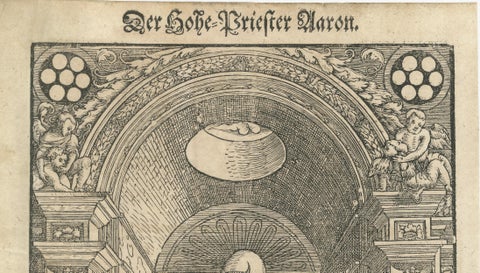 Rare 16th Century Biblical Woodcut of Aaron the High Priest, c.1560 to 1580, close-up 2