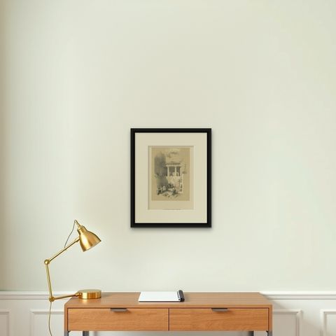 Old Print of Tomb of Jacob, Israel, ca.1845, shown framed on a wall, true to size