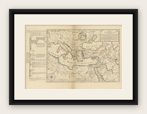 Moullart-Sanson Map of the Holy Land and Sacred Geography of the Old Testament, shown framed