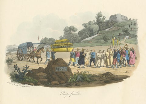 Antique Print of a Chinese Funeral, view 3