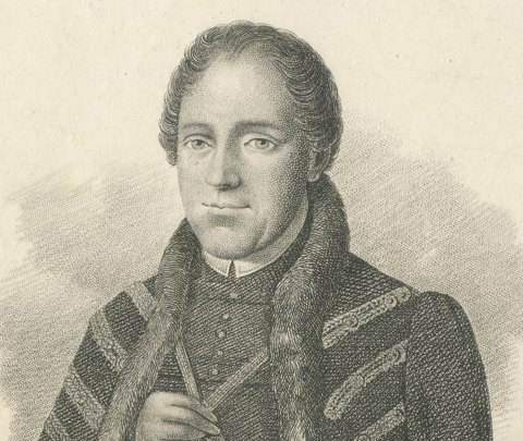 Imre Szalay, Canon of Veszprém, Engraved Portrait, Pest, circa 1840, close-up 1