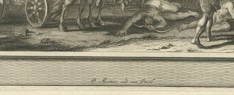 Micaiah's Prophecy and Death of King Ahab in Battle, Pieter Mortier, circa 1700, close-up 1