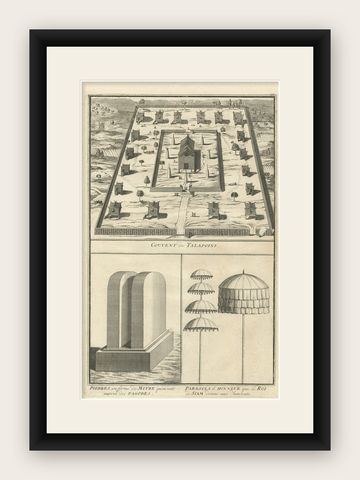 Print of Convent of the Buddhist Monks Named Talapoins, Siam 'Thailand', ca.1730, shown framed