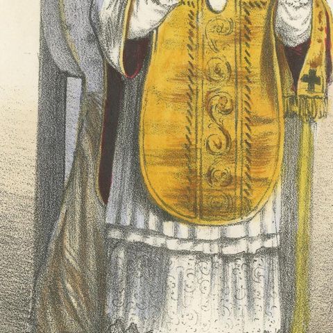 Antique Hand-Coloured Print of the Supreme Pontiff Celebrating High Mass, 1862, close-up 2