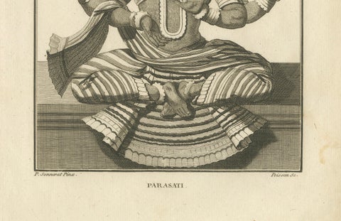 Rare 1806 Engraving: Parasati's Fiery Divinity in Hindu Mythology, close-up 2
