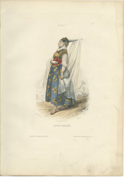 Jewish Bride Print Algeria 1853 by Compte-Calix, Hand-Colored Lithograph, view 2