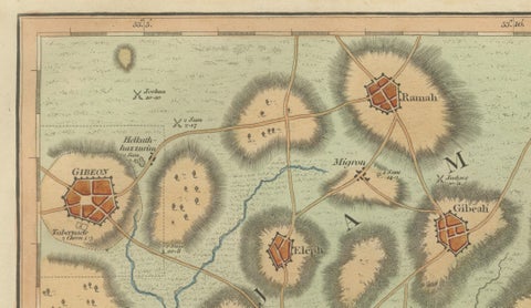 The Land of Moriah or Jerusalem & the Adjacent Country, Biblical City Map, 1814, close-up 5