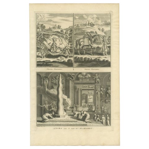 Antique Print of the Hindu God Vishnu by Picart, 1722