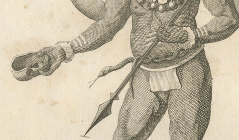 1806 Engraving: Vaivert, Fierce Form of Shiva in Hindu Mythology, close-up 4