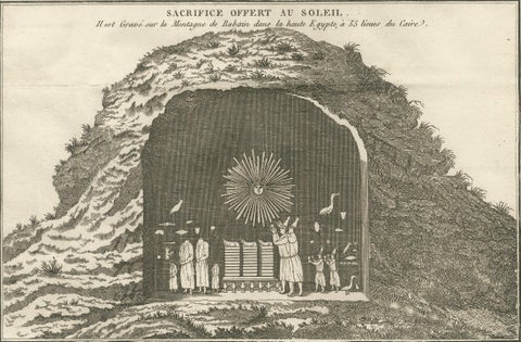Sacrifice Offered to the Sun, Antique Engraving, Upper Egypt, c.1790, close-up 3