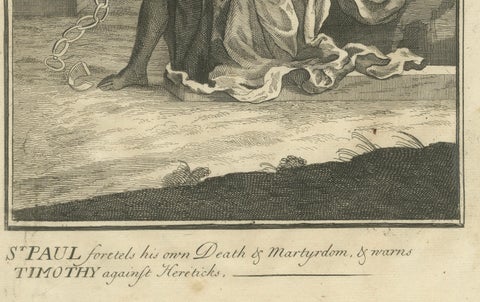 Paul to Timothy Engraving, St. Paul Foretells Death & Martyrdom c.1735, close-up 1