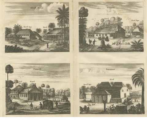 Antique Print of the Churches of Ilondi Matual, Ureputti, Catavelli and Paretitu, view 2