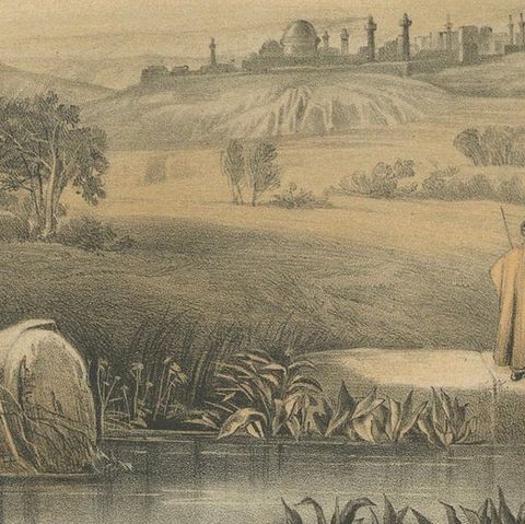 Chromolithograph of the Surroundings of Jerusalem, Biblical Landscape, ca.1862, close-up 4