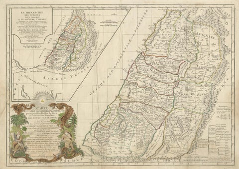 Holy Land Map of the Twelve Tribes of Israel, After Sanson, Paris c.1798, close-up 1