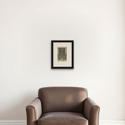 Antique Print of the 'Westerkerk' Church in Amsterdam, Holland, 1765, shown framed on a wall, true to size