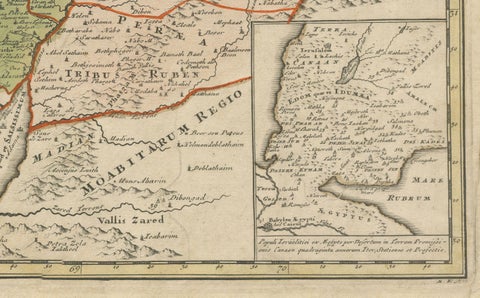 1718 Holy Land Map, Twelve Tribes, Six Provinces, Hand-Colored, Antique Map, close-up 4