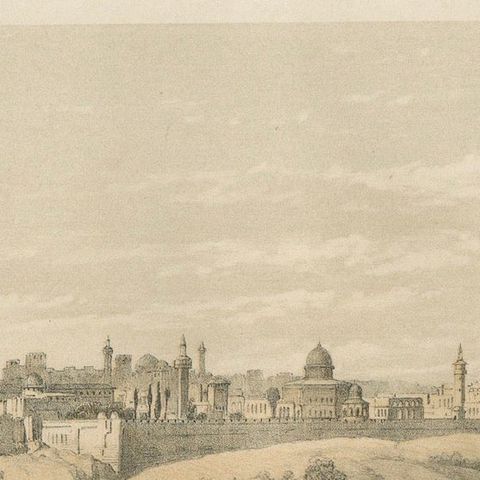 19th-Century Chromolithograph of Jerusalem, View from the Road to Bethany, 1862, close-up 4