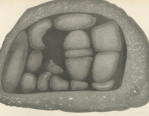 Islamic Relic Print The Black Stone of Mecca, 1863 Dutch Lithograph, close-up 3