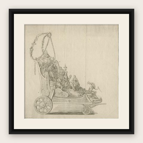 Antique Engraving of a Religious Float for Saint Rumoldus or Rumbold, 1775, shown framed