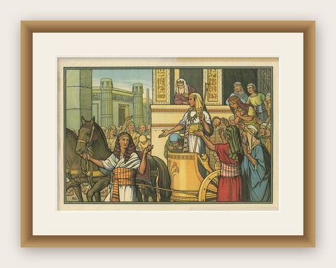 Antique Religion Print of the Pharaoh and Israelites, 1913, shown framed
