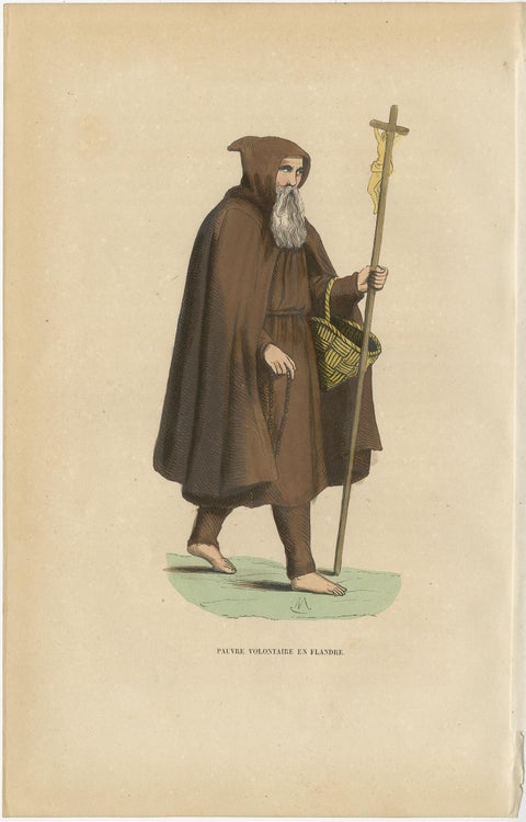 Print of a Monk of the Order of Poor Volunteers with Crucifix, 1845, view 2