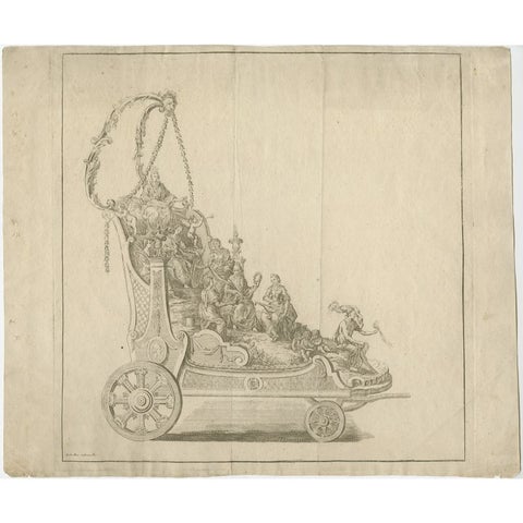 Antique Engraving of a Religious Float for Saint Rumoldus or Rumbold, 1775, view 2