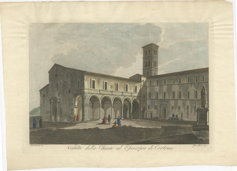 View of the Church of Cortona, a Town and Comune Arezzo, in Tuscany, Italy, 1800, view 2