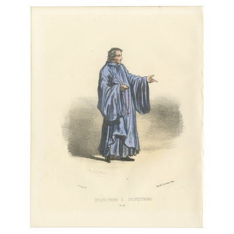 Sylvestrien, 1862 Hand-Colored Lithograph of a Sylvestrine Monk