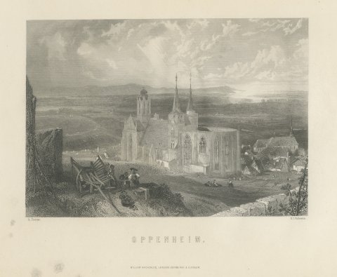 Oppenheim on the Rhine, Antique Steel Engraving after Birket Foster, c. 1872