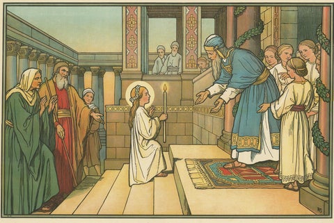 Antique Religion Print of the Presentation of Mary '1913', view 2
