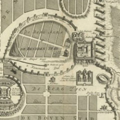 Bird's-Eye Plan of Jerusalem in Israël, a Rare Original Engraving, 1750, close-up 2