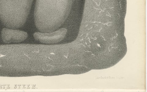 Islamic Relic Print The Black Stone of Mecca, 1863 Dutch Lithograph, close-up 1