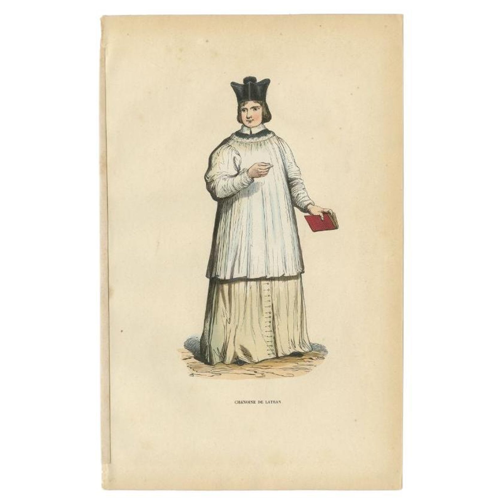 Antique Print of a Canon of Saint John Lateran in Rome, 1845