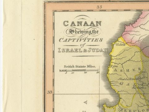 Canaan and the Captivities of Israel and Judah, Antique Map, 1823, close-up 1