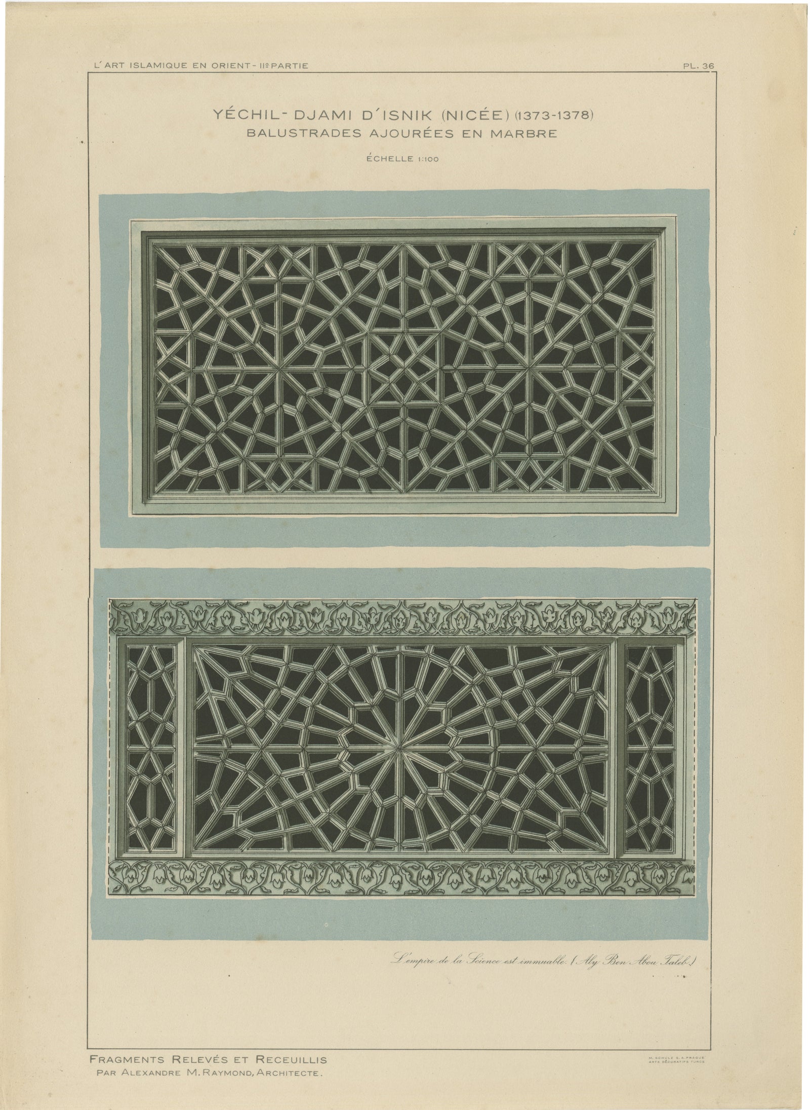 Antique Ottoman Marble Balustrades Print, Yeşil Mosque, İznik, Raymond, 1924