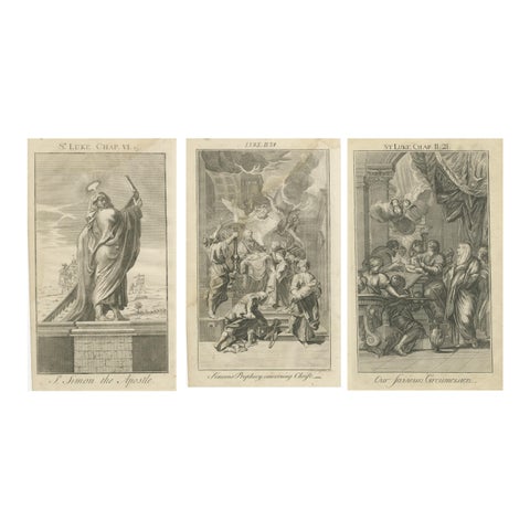 Old Biblical Engravings, Luke: Simon, Simeon’s Prophecy & Circumcision, c.1735