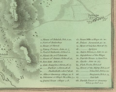 Antique Map of Jerusalem and the Surrounding Country, Wyld, 1823, close-up 3