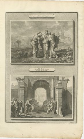Ruth and Naomi and Boaz Takes Ruth as His Wife, Mortier Bible circa 1700