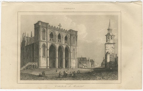 Exterior and Interior Views of Montreal Cathedral, Canadian Architecture, c1850, view 3