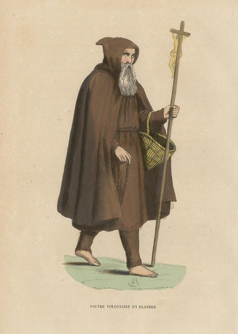 Print of a Monk of the Order of Poor Volunteers with Crucifix, 1845, close-up 1