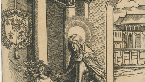 Saint Radegonde Exorcising a Demon, Burgkmair Circle, c.1516 Woodcut, close-up 5