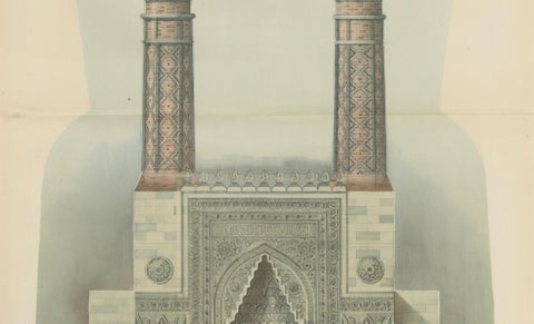 Gök Medrese Sivas Twin Minarets, Seljuk Islamic Architecture Print 1924, close-up 2