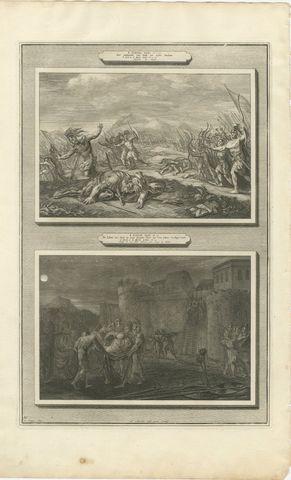 Death of Saul and the Men of Jabesh Recover His Body, Pieter Mortier, circa 1700