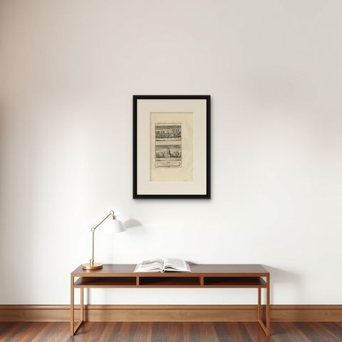 Antique Print of the Holy Sacrament by Picart, circa 1725, shown framed on a wall, true to size