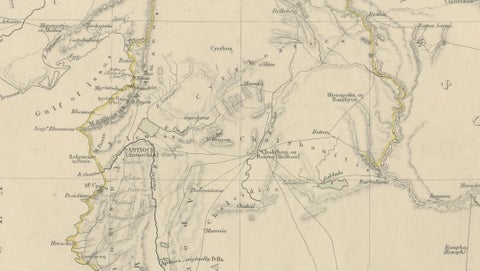 Ancient Syria Map Including Palestine, Jerusalem & Mount Sinai, 1843, close-up 4