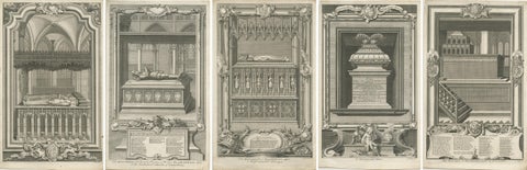 Westminster Abbey Monuments, Five English Engravings after Gravelot c.1730, view 7