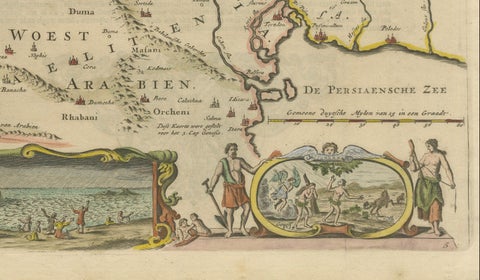 Circa 1686 Daniel Stoopendaal Map: Biblical Sites from Paradise to Canaan, close-up 3